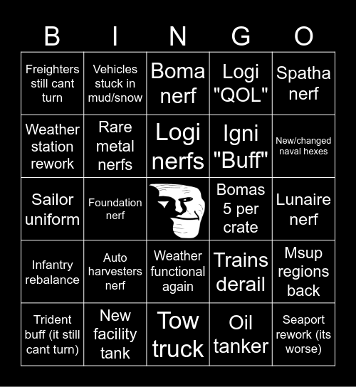 Despair Bingo Card