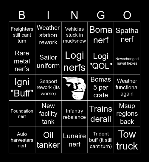 Despair Bingo Card