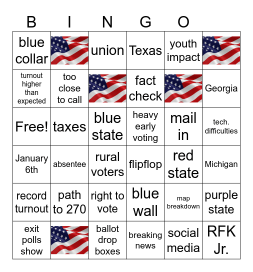 2024 PREZ ELECTION Bingo Card