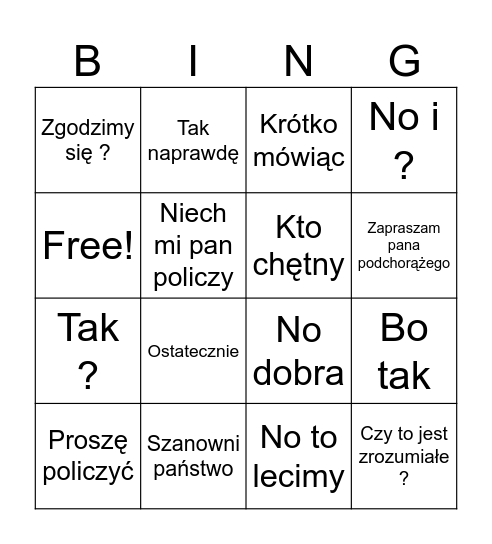 Matma Bingo Card