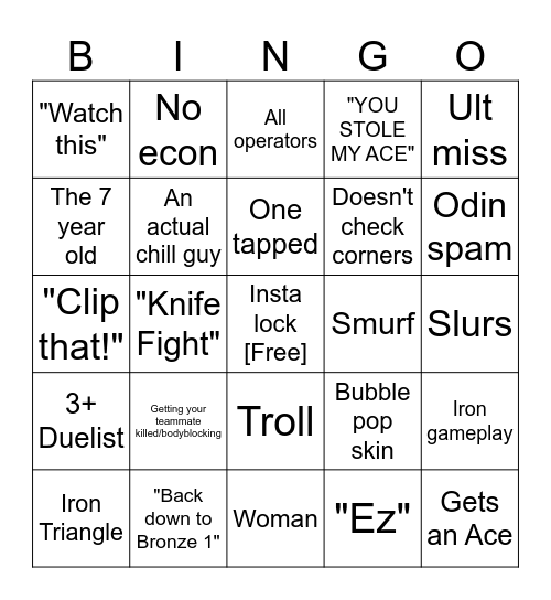 Valorizz Bingo Card