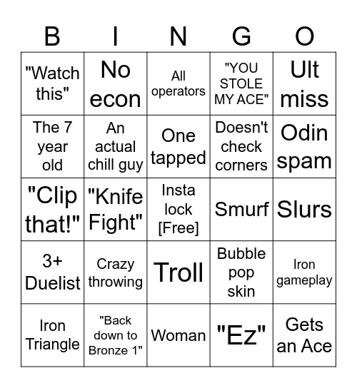 Valorizz Bingo Card