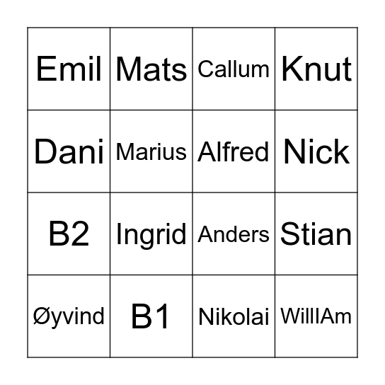 Bli kjent bingo Card