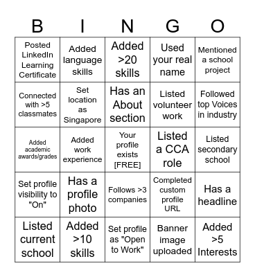 BinkedIn Bingo Card