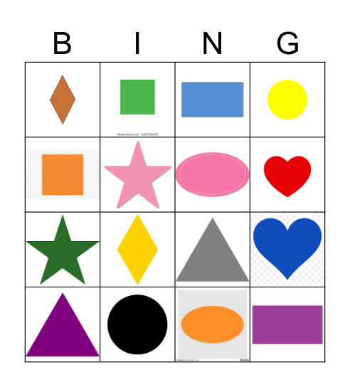 Colors and Shapes Bingo Card