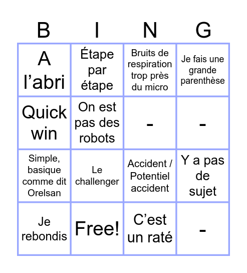 Bingooo - grille 3 Bingo Card
