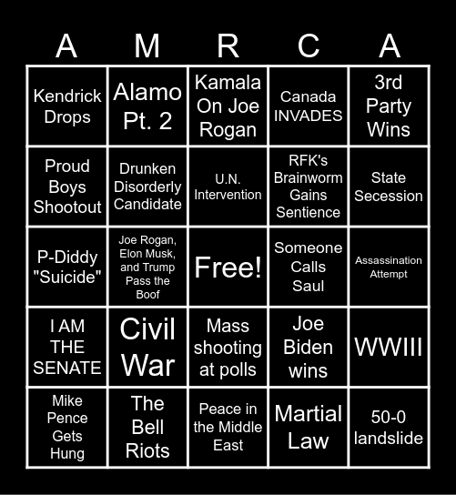 Election Bingo (GrandMaster) Bingo Card
