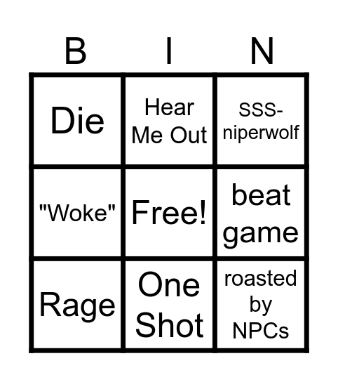 Swords and Sandals Bingo Card