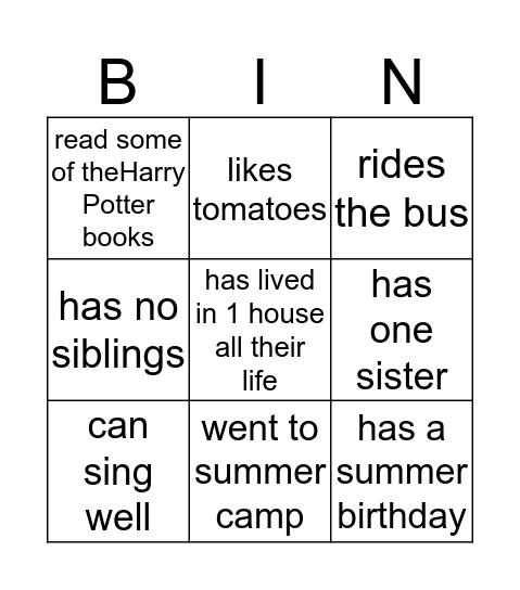 Bingo Card