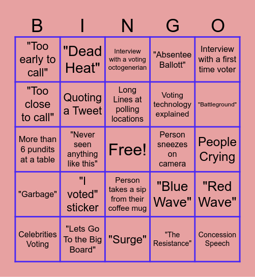 2024 Election Night Bingo ! Bingo Card