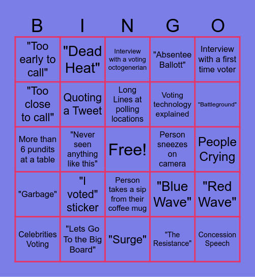 2024 Election Night Bingo ! Bingo Card