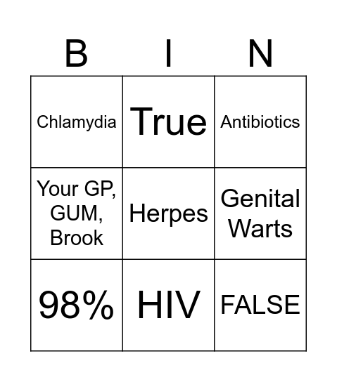 STIs Bingo Card