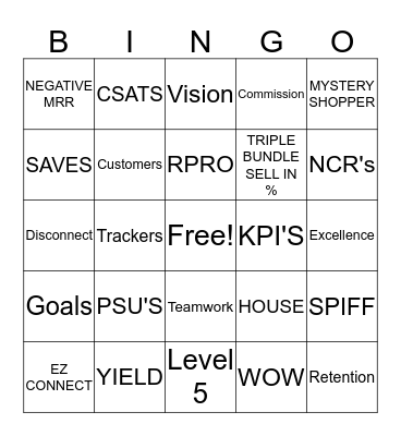 CULTURE OF EXCELLENCE Bingo Card
