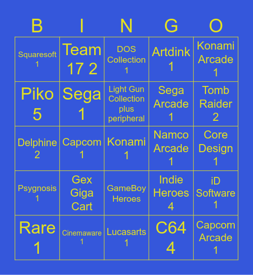 2025 Evercade/Super Pocket Bingo Card