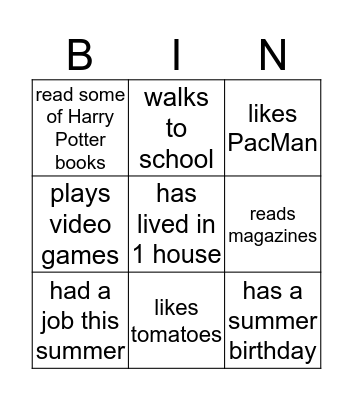 Bingo Card