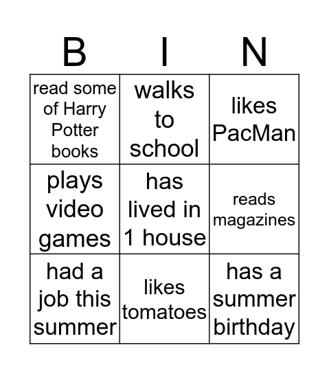 Bingo Card