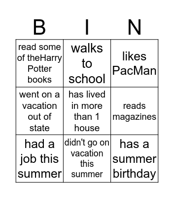 Bingo Card