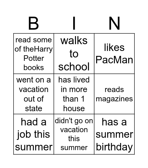 Bingo Card