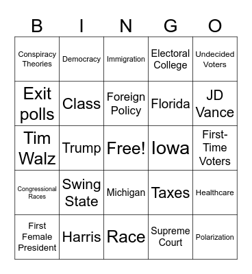 Election 2024 Bingo Card