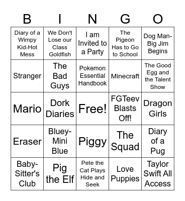 Book Fair Bingo Card