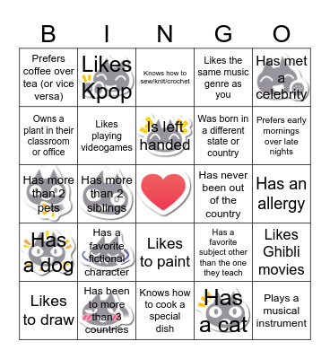 CAFS LUNCH BINGO Card