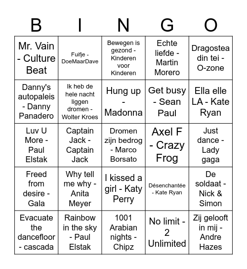 TOKKIE MUZIEKBINGO Card