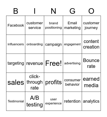 Marketing Bingo Card