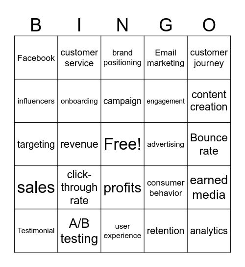 Marketing Bingo Card