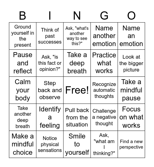 STOPP Technique Bingo Card