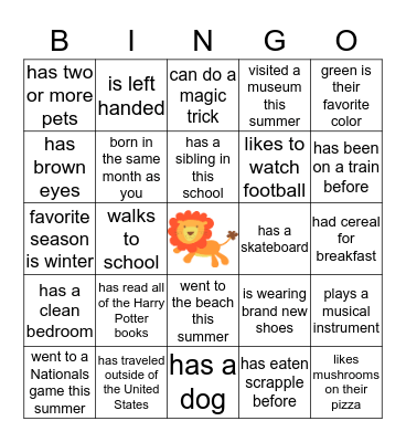 Find someone in our class who..... Bingo Card