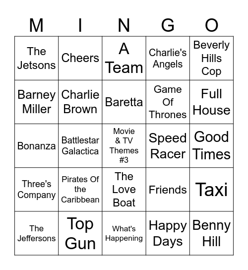 Movie & TV Themes #3 Bingo Card