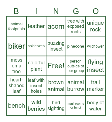 TRAILS BINGO Card