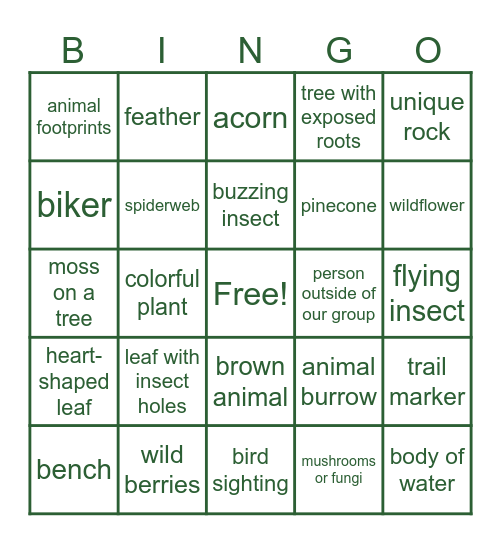 TRAILS BINGO Card