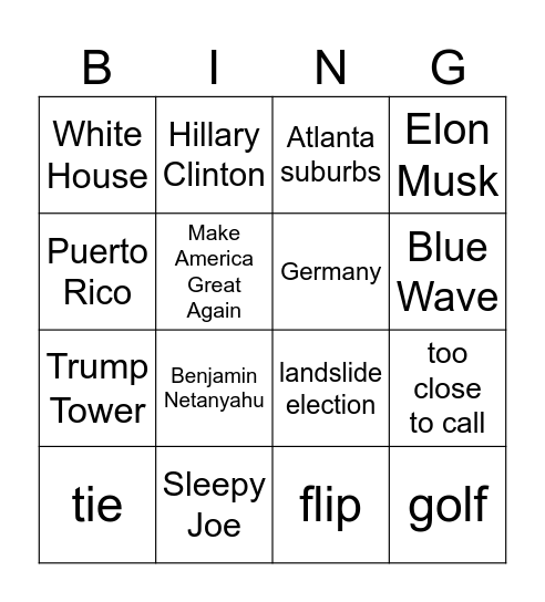 2024 Election Bingo Card