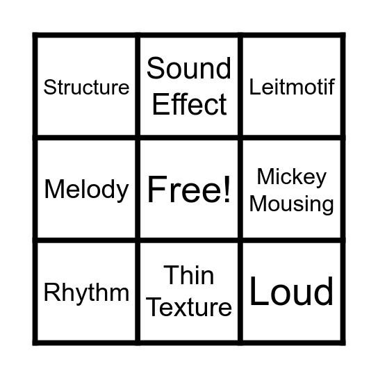 Film Music Bingo Card