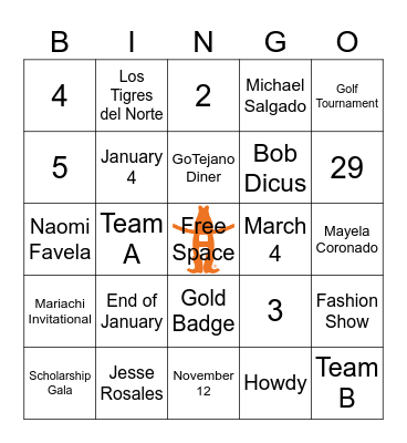 Go Tejano Bingo Card