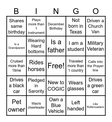 W&W  Bingo Card