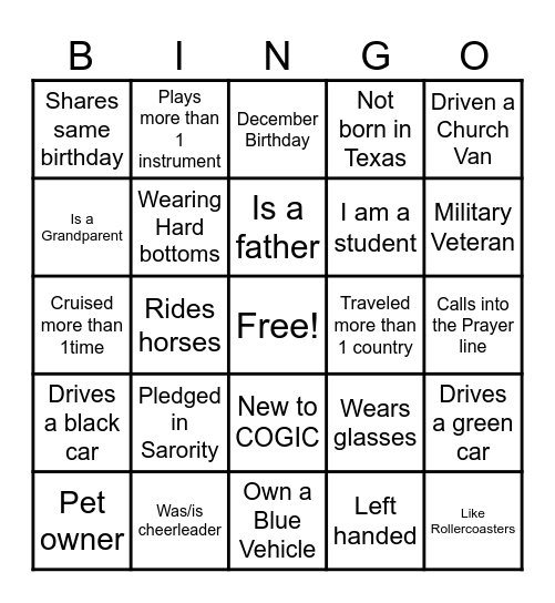 W&W  Bingo Card