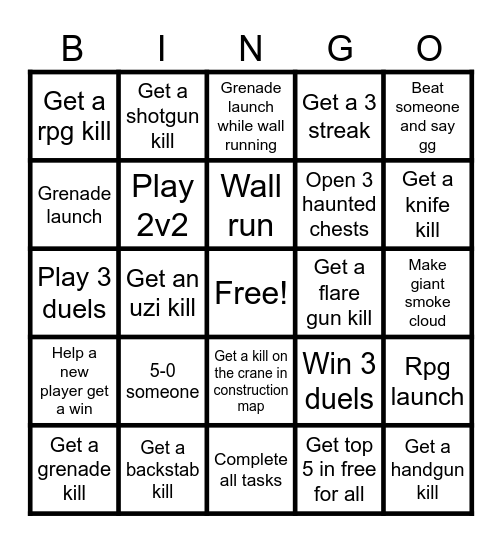 Rivals Bingo Card