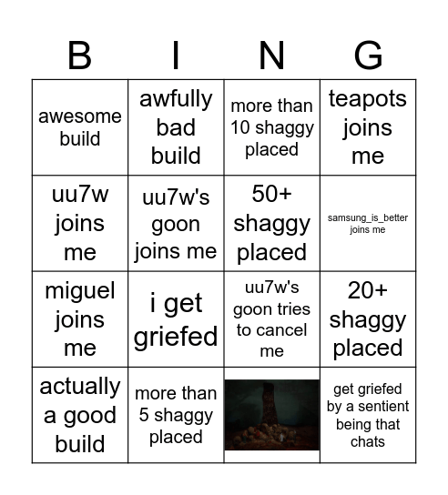 Free Build Bingo Card