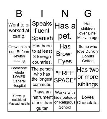 Ice Breaker Bingo Card