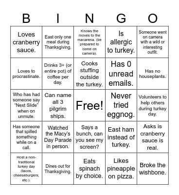 RMCS Fun Activity Bingo Card