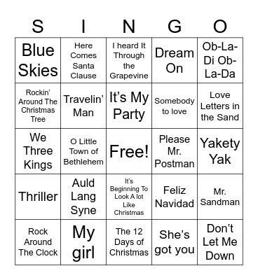 Music Bingo Card