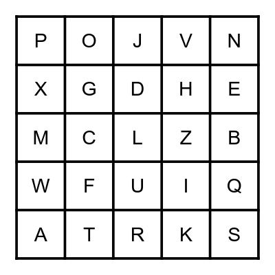 Alphabet Bingo Card