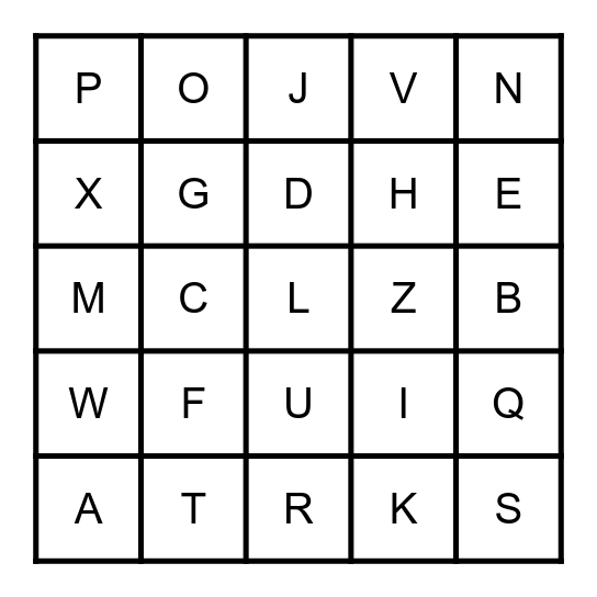 Alphabet Bingo Card