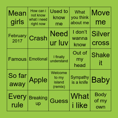 CHARLI XCX Bingo Card