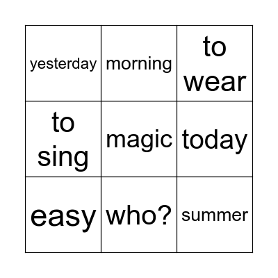 English words 1 Bingo Card