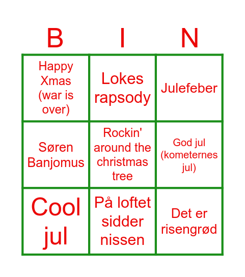 Julemusik bingo banko (Hallejule!!!) Bingo Card