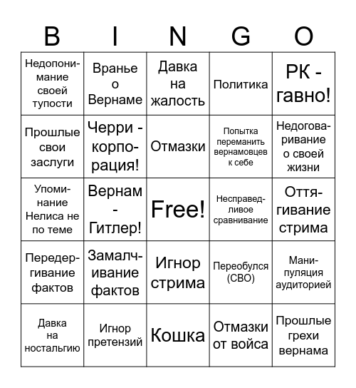 Стрим титана Bingo Card