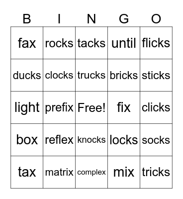 cks vs x Bingo Card